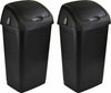 2x Plastic Swing Top Bin Waste 60L Rubbish Dust Home Kitchen Office