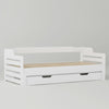 White Wooden Bed Frame Day Bed With Trundle And Large Storage Drawer Guest Bed