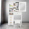 White Large Dressing Table Set LED Lights Mirror Makeup Stool with PU cushion