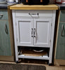 Kitchen Trolley Island Vintage Storage Cart White Wooden Butchers Block Cupboard