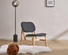Retro Wooden Lounge Chair Grey Chenille Armchair for Living Room Decor