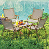 Portable Lawn Chairs Folding Camp Chairs Set-Beige