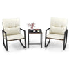 Wicker Patio Furniture Set 3-Piece Rocking Bistro Set Porch Chair Set
