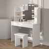 White Dressing Table With Hollywood LED Mirror and Stool Vanity Makeup Desk