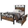 3FT SINGLE SIZE METAL BED FRAME WITH HEADBOARD AND FOOTBOARD/2 STORAGE DRAWERS