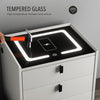 LED Bedside Table Wireless USB Charging High Gloss Smart Nightstand Organizer