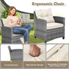 3 Piece Patio Rattan Sofa Set Outdoor Wicker Conversation Set-White