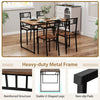 5 Pcs Dining Table Set Industrial-Style Kitchen Table & 4 Chairs-Coffee