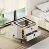 LED Bedside Table with 2 Drawers Wireless Charging Side Cabinet Nightstand White