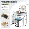 Dressing Table Vanity Set w/LED Light & 3-Drawer Chest Storage Shelves White