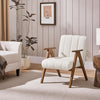 Set of 2 Boucle Accent Armchair Mid Century Lounge Chair Solid Wood Legs White