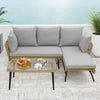 Outdoor Wicker Furniture Set Heavy-Duty Metal Frame w/Cushions-Grey