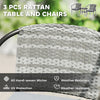 3 PCS Rattan Bistro Set with Cushions Glass Top Coffee Table and Chairs