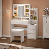Dressing Table with LED Lights Mirror Stool 5 Drawers Vanity Makeup Desk Bedroom