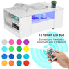 Coffee Table with LED Square High Gloss White Storage Tea Table for Living Room