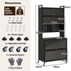 Kitchen Freestanding Bakers Rack Buffet Cabinet with Storage-Black