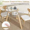 Round Glass Dining Table w/Tempered Glass Tabletop-Natural