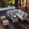 Rattan Garden Furniture Set 7 Seater Dining Table Outdoor Corner Sofa w/Cushions