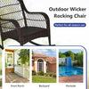 Outdoor Wicker Rocking Chair Patio Rattan Rocker w/ Cushions Navy