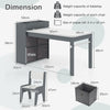 Kids Art Table&Chairs Set Wooden Kids Craft Study Desk w/Storage-Grey
