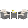 3 Piece Patio Rattan Sofa Set Outdoor Wicker Conversation Set-White