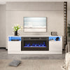 White 70inch TV Stand Unit Cabinet with Electric Fireplace & 12 Colour LED Light