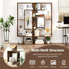 Floor Standing Books Storage Organizer Open Display Shelf Rack-Brown