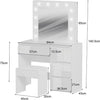 Vanity Dressing Table Set w/ LED Mirror High Gloss 4 Drawers Makeup Desk Bedroom