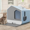 Enclosed Cat Litter Box Tray Cats Toilet with Lid Hood Scoop Pet Furniture
