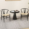 Wishbone Dining Chair Set of 2 Modern Weave Armchairs-Black+Natural