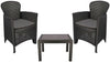 Garden Furniture Table and Chairs 3 Piece Grey Bistro Set Patio Outdoor Seating