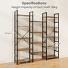 Heavy-duty Metal Frame Bookcases w/ 14 Open Shelves-Brown