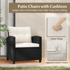 Rattan Conversation Set 3 Piece Patio Furniture Set w/ Back Cushions-White