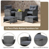 5 Piece Wicker Patio Furniture Set Conversation Set-Grey