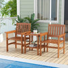 3 Piece Patio Furniture Set Wood Bistro Set with Umbrella Holes