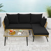 Outdoor Wicker Furniture Set Heavy-Duty Metal Frame w/Cushions-Black