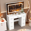 Large Dressing Table with 7 Drawers LED Dimmer Mirrow Makeup Desk Vanity Morden
