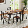 5 Pcs Dining Table Set Industrial-Style Kitchen Table & 4 Chairs-Coffee