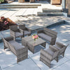 PE Rattan 4 Pieces Patio Furniture Set w/ Cushions-Grey