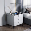 3 Charging Nightstand Side Bedside Cabinet Drawers LED Table with White Wireless