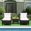 5Pcs Outdoor Patio Furniture Set PE Wicker Patio Lounge Chair Ottoman Table Set