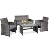 PE Rattan 4 Pieces Patio Furniture Set w/ Cushions-Grey