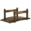 5FT Wooden Garden Bridge with Planters Stained Finish Arc Footbridge for Pond