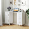 Manicure Table Nail Desk Nail Tech Table Station with 8 Metal Legs-White
