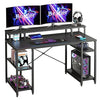 120cm Computer Desk with Monitor Shelf and Storage Shelves Carbon Fibre Black