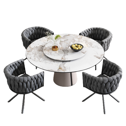 4PCS SWIVEL VELVET DINING CHAIRS ROTATABLE METAL LEGS KITCHEN CHAIRS MODERN GREY