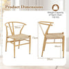 Wishbone Dining Chair Set of 2 Modern Weave Armchairs-Natural