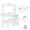 Dressing Table With Led Mirror Drawers Stool Set Makeup Desk Vanity Table Lights