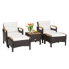 5Pcs Outdoor Patio Furniture Set PE Wicker Patio Lounge Chair Ottoman Table Set