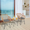 Patio conversation set 3 Pieces Patio Bistro Set with Soft Seat Cushions-Grey